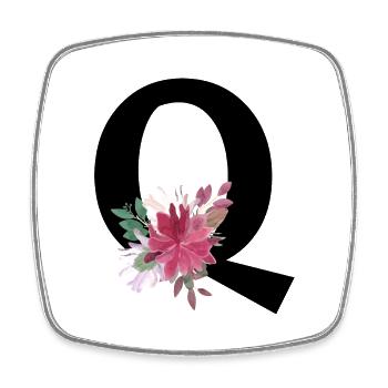 Blumenbuchstabe q - Viereckiger Kühlschrankmagnet - Weiß - Vorne