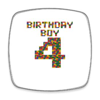 Cute 4st Birthday Gift 4 Year Old Block Building - Square fridge magnet - white - Front