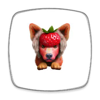 Strawberry Dog Dog - Square fridge magnet - white - Front