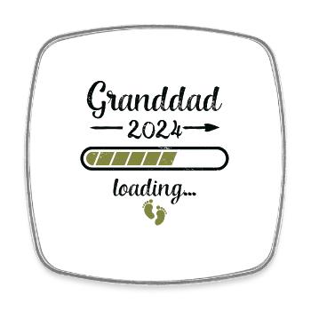 Granddad 2024 Loading Pregnancy Grandfather Birth - Square fridge magnet - white - Front