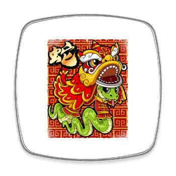 Jahr Des Schlange Mondneujahrsfest Chinesisches - Viereckiger Kühlschrankmagnet - Weiß - Vorne