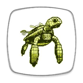 Video Game 8 Bit Turtle - Square fridge magnet - white - Front