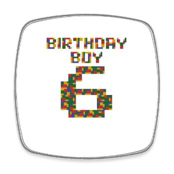 Cute 6st Birthday Gift 6 Year Old Block Building - Square fridge magnet - white - Front