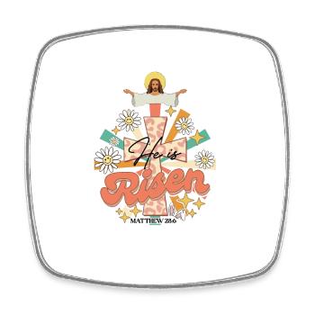 Jesus Bible Verse Retro Design with Flowers Vintage - Square fridge magnet - white - Front