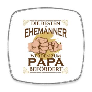 Die Besten Ehemänner Werden Zum Papa Befördert I - Viereckiger Kühlschrankmagnet - Weiß - Vorne