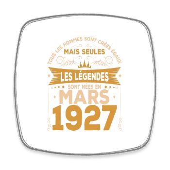 Mars 1927 Anniversaire Idée Cadeau Vintage 1927 - Magnet carré - blanc - Devant