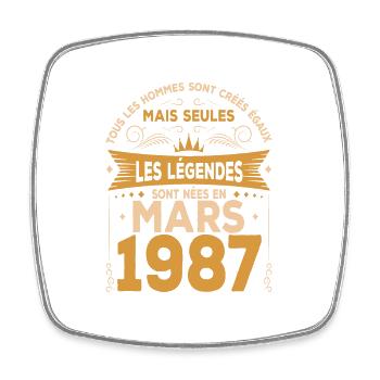 Mars 1987 anniversaire 1987 légendes Mars - Magnet carré - blanc - Devant