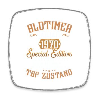 1970 Geburtsjahr Geburtstag Oldtimer Baujahr - Viereckiger Kühlschrankmagnet - Weiß - Vorne