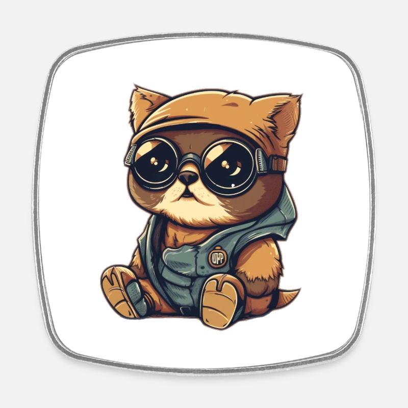 Cat Cool - Square fridge magnet - white