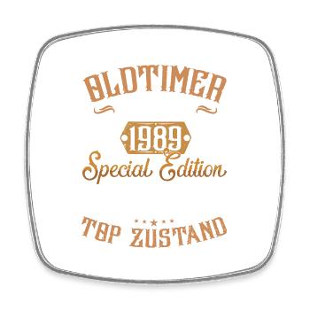 33. GEBURTSTAG OLDTIMER 1989 - Viereckiger Kühlschrankmagnet - Weiß - Vorne