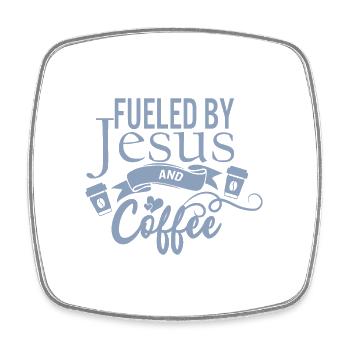 Fueled By Jesus And Coffee - Square fridge magnet - white - Front