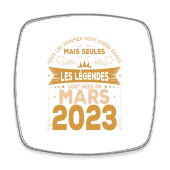 Millésime Né(e) Mars 2023 Cadeau Anniversaire - Magnet carré - blanc - Devant