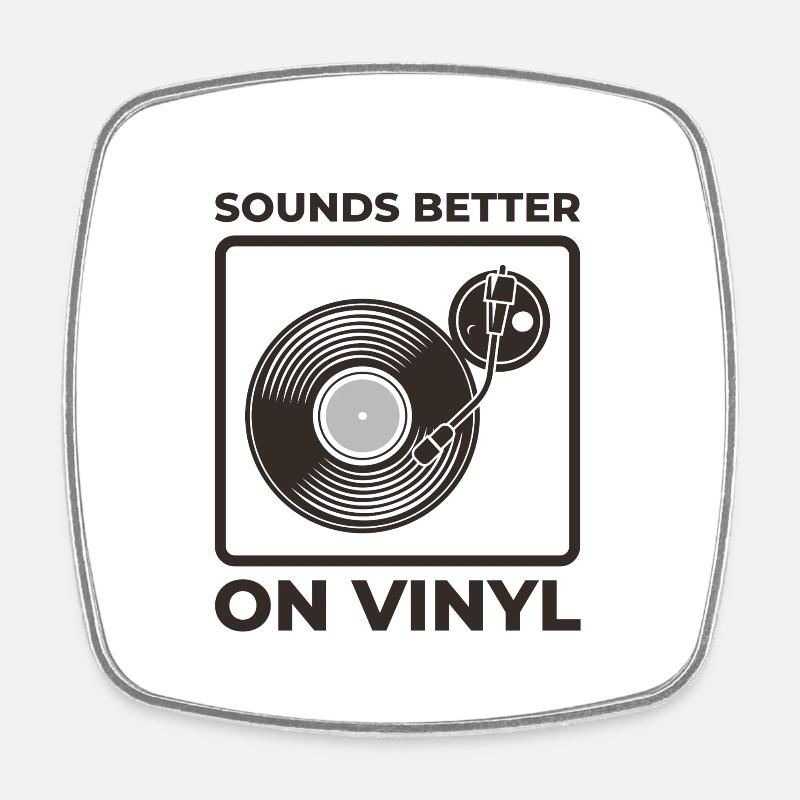 Sounds better on Vinyl - Square fridge magnet - white