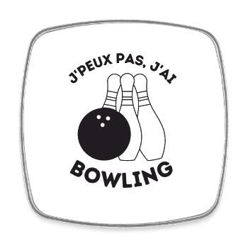 Bowling - Magnet carré - blanc - Devant