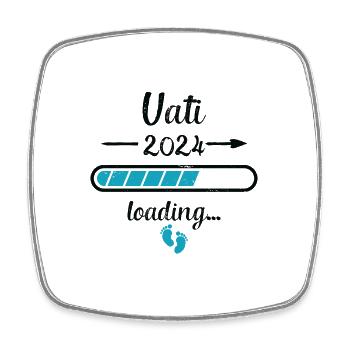 Vati 2024 Loading Schwangerschaft Papa Vater - Viereckiger Kühlschrankmagnet - Weiß - Vorne