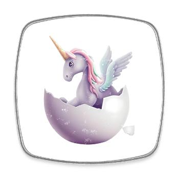 Baby unicorn hatches from egg - Square fridge magnet - white - Front