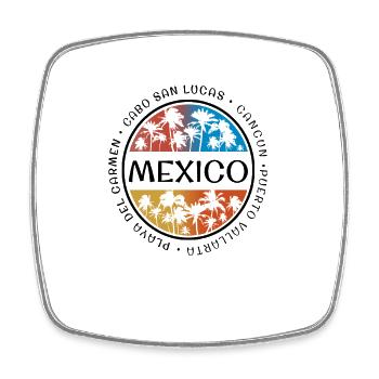 Mexiko Palme Stilvolles Urlaubssouvenir - Viereckiger Kühlschrankmagnet - Weiß - Vorne