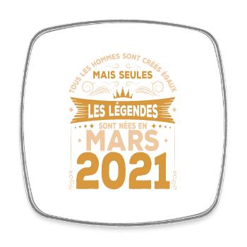 Les Légendes Sont Nées En Mars 2021 - Magnet carré - blanc - Devant