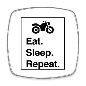 Cool "Ride Sleep Repeat" design for him and her - Square fridge magnet - white - Front