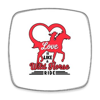 Valentinstag Pferd Reiten Liebe Pferd Silhouette - Viereckiger Kühlschrankmagnet - Weiß - Vorne