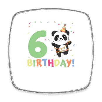Panda for 6th birthday children six years old - Square fridge magnet - white - Front