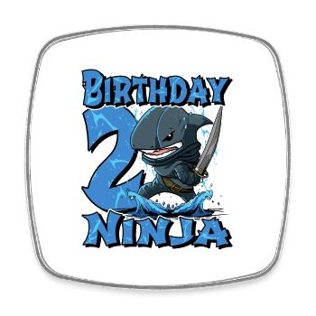 Shark Ninja I'm 2 - Action Underwater Birthday - Square fridge magnet - white - Front