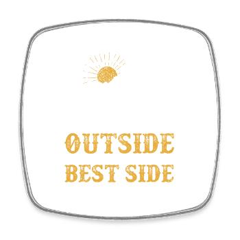 Outside, the best side tent is camping geocache - Square fridge magnet - white - Front