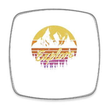 Discover Retro Rainbow Gradient Mountain - Square fridge magnet - white - Front