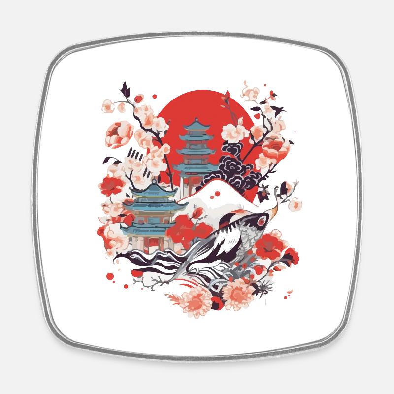 Folklore japonais - Magnet carré - blanc