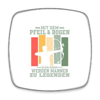 Mit dem Pfeil & Bogen in den Händen Jagd Bogensch - Viereckiger Kühlschrankmagnet - Weiß - Vorne