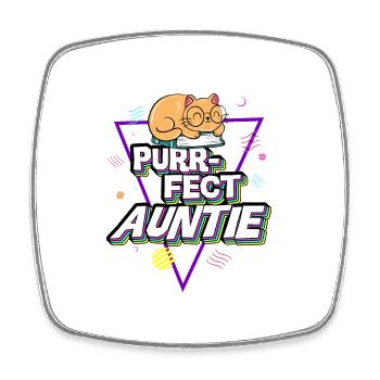 Purr Fact Auntie 2 - Viereckiger Kühlschrankmagnet - Weiß - Vorne