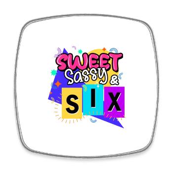 Sweet Sassy & Six - Viereckiger Kühlschrankmagnet - Weiß - Vorne