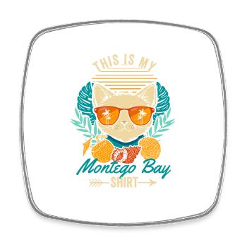 This is my Montego Bay Shirt Cool Retro Cat - Square fridge magnet - white - Front