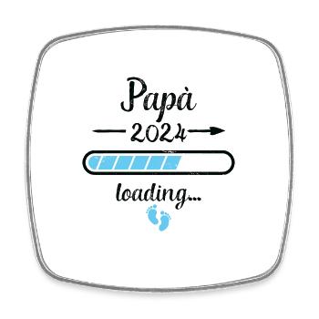 Papá 2024 Loading Schwangerschaft Papa Vater - Viereckiger Kühlschrankmagnet - Weiß - Vorne