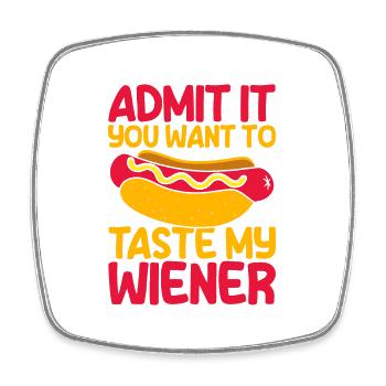 Gib es zu Du willst probieren Hot Dog Geschenk - Viereckiger Kühlschrankmagnet - Weiß - Vorne