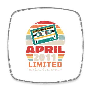 April 2011 Vintage Jubiläum Retro Geschenk, 2011 - Viereckiger Kühlschrankmagnet - Weiß - Vorne