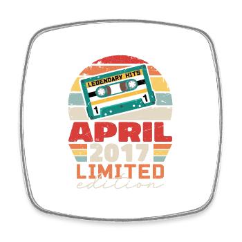 April 2017 Vintage Anniversary Retro Gift, 2017 - Square fridge magnet - white - Front