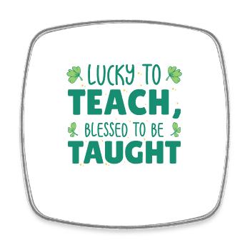 St. Patrick's Day Lehre Lucky Shamrock Clover - Viereckiger Kühlschrankmagnet - Weiß - Vorne