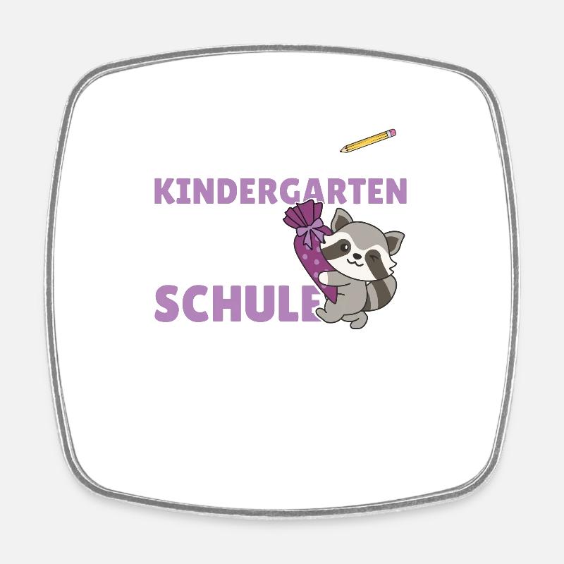 bye bye Kindergarten hallo Schule Waschbär - Viereckiger Kühlschrankmagnet - Weiß