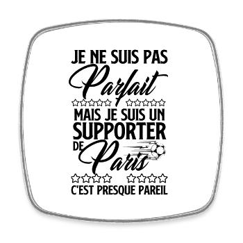 Supporter de Paris football 1 - Magnet carré - blanc - Devant