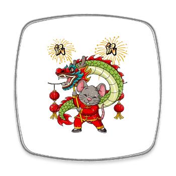 Jahr Der Ratte Mondneujahrsfest Chinesisches - Viereckiger Kühlschrankmagnet - Weiß - Vorne
