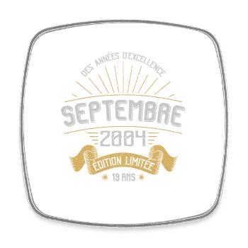 Septembre 2004 Vintage Retro Anniversaire - Magnet carré - blanc - Devant