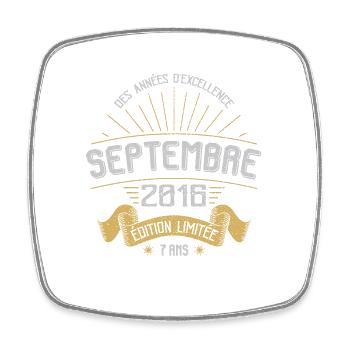Septembre 2016 Original Idée Cadeau Anniversaire - Magnet carré - blanc - Devant