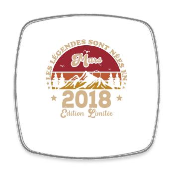 Mars 2018 anniversaire Mars 2018 Mars - Magnet carré - blanc - Devant