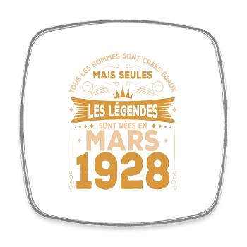 Mars 1928 Anniversaire Idée Cadeau Vintage 1928 - Magnet carré - blanc - Devant