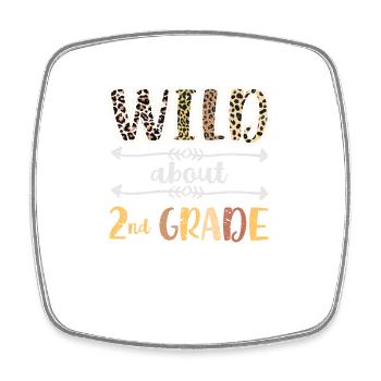 Wild About Second Grade 2nd Back To School Class - Square fridge magnet - white - Front