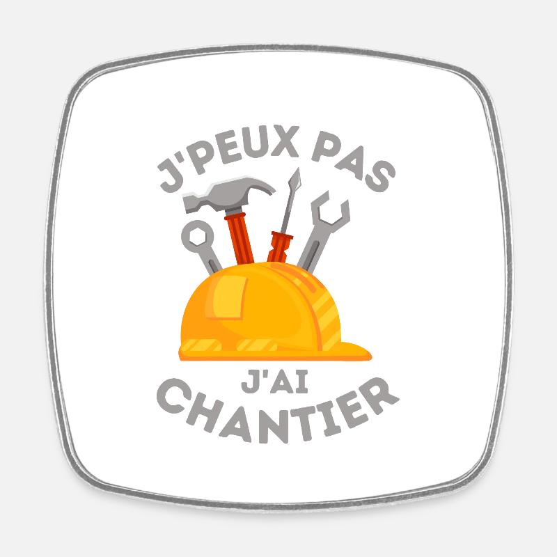 chantier de construction de batiment - Magnet carré - blanc