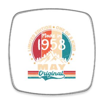 Mai 1958 Geburtstag Mai 1958 Original Mai Geschenk - Viereckiger Kühlschrankmagnet - Weiß - Vorne
