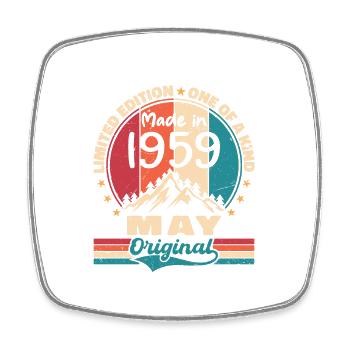 Mai 1959 Geburtstag Mai 1959 Original Mai Geschenk - Viereckiger Kühlschrankmagnet - Weiß - Vorne