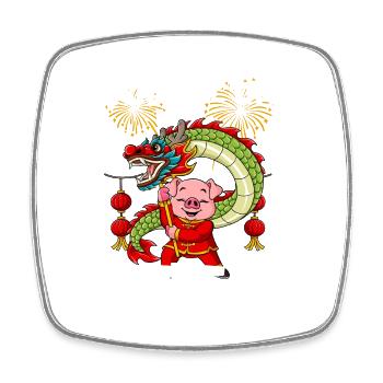 Year of the Pig Lunar New Year Chinese - Square fridge magnet - white - Front